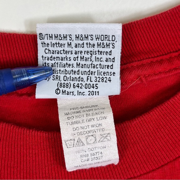 M&M Candy Snack Tee Promo Tshirt Red Adult Small Yellow M&M 2011 - Picture 7 of 11